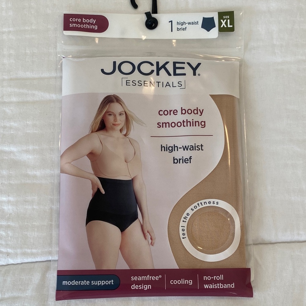 Jockey Essentials High-Waist Brief in Nude and Black